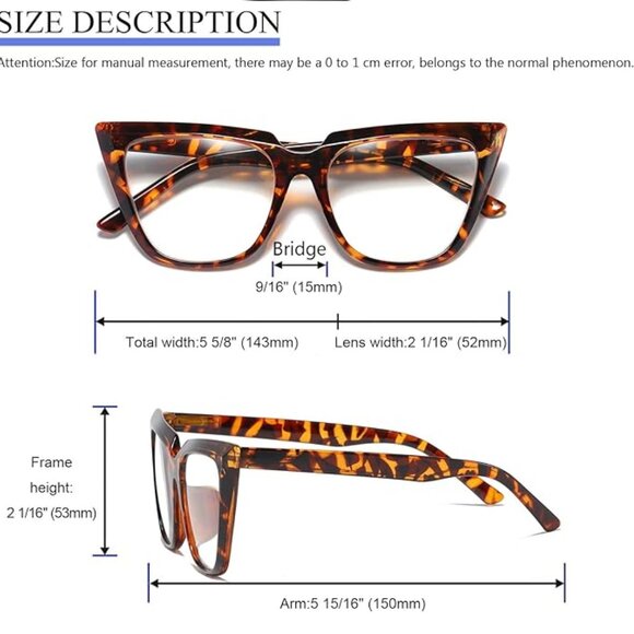 3 Pack Cat Eye Reading Glasses Oversized Blue Light Blocking Computer - Picture 3 of 5